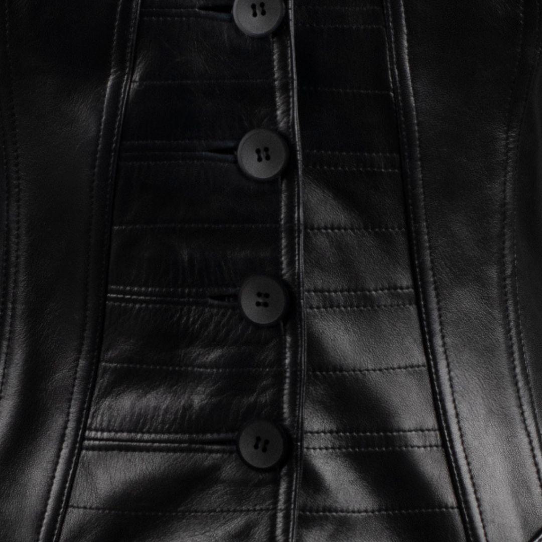 Alaïa Boned Bustier Leather Blazer - '90s 1