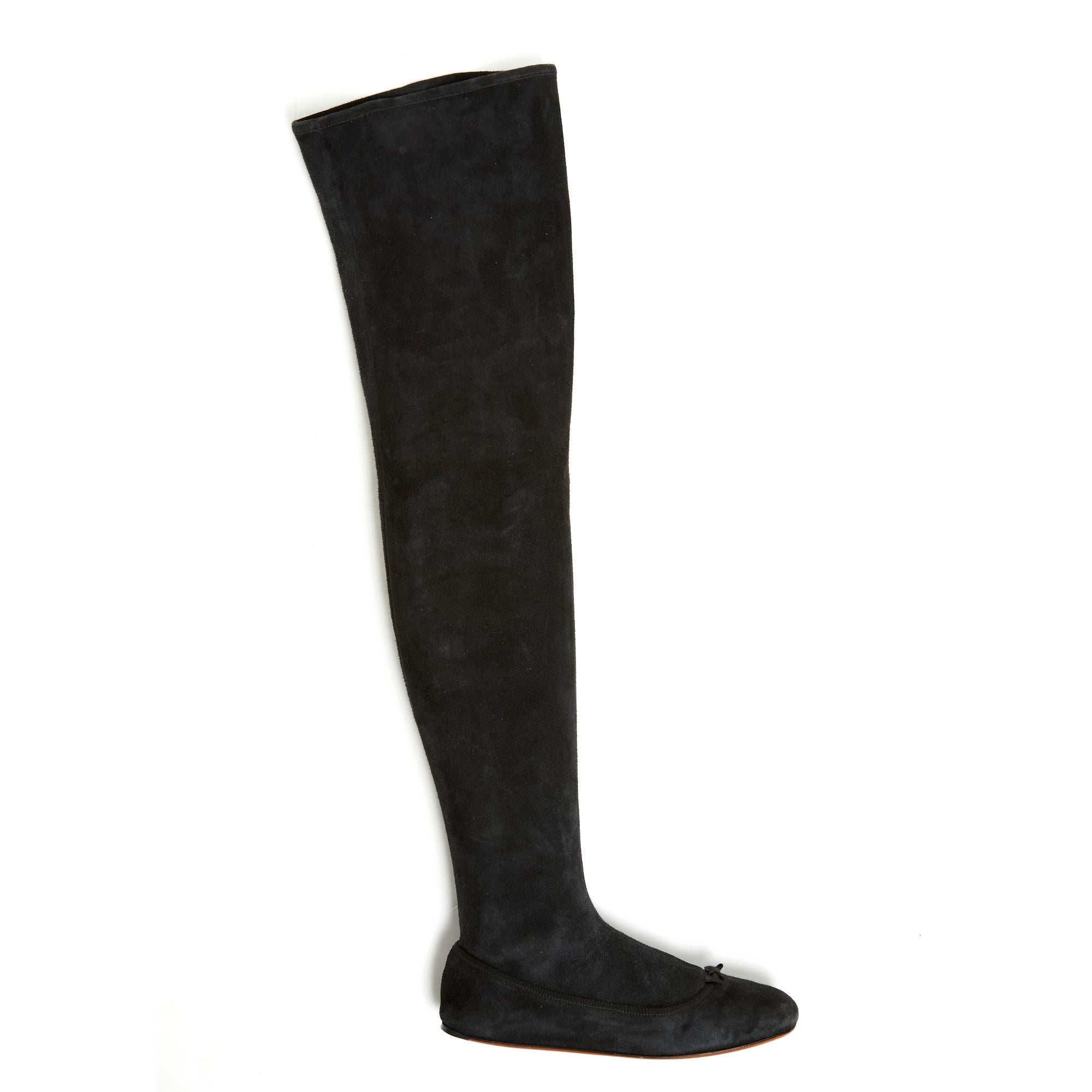 Alaia Bottes Cuissardes FR38.5 Schwarz Wildleder Oberschenkel hohe Stiefel UK5.5 US8 Alaia