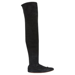 Alaïa Bottes Cuissardes FR38.5 Schwarz Wildleder Oberschenkel hohe Stiefel UK5.5 US8 Alaia