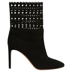 Alaïa Bottines Vienne EU40 Schwarz Wildleder Laser Cut Ankle Stiefel UK6.5 US9 Alaia Neu