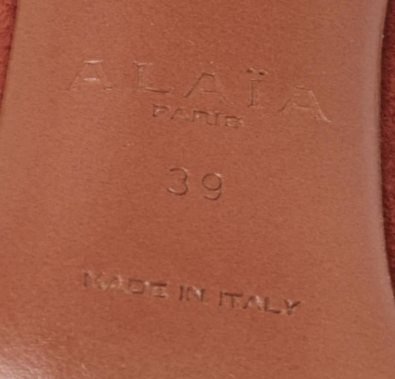 Alaia Brick Brown Suede Cut-Out Peep-Toe Ankle-Tie Sandals Size 39 For Sale 4