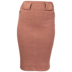 ALAIA brick red linen Knit Pencil Skirt S