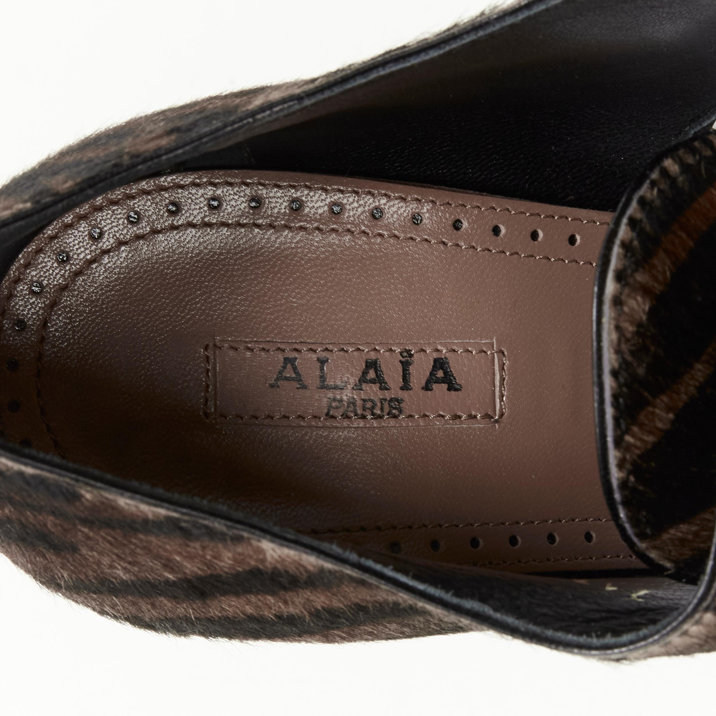 ALAIA brown black zebra stripe fur leather truck sole ankle bootie EU36.5 For Sale 2