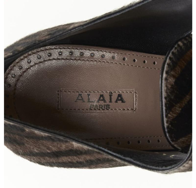 ALAIA brown black zebra stripe fur leather truck sole ankle bootie EU36.5 For Sale 5