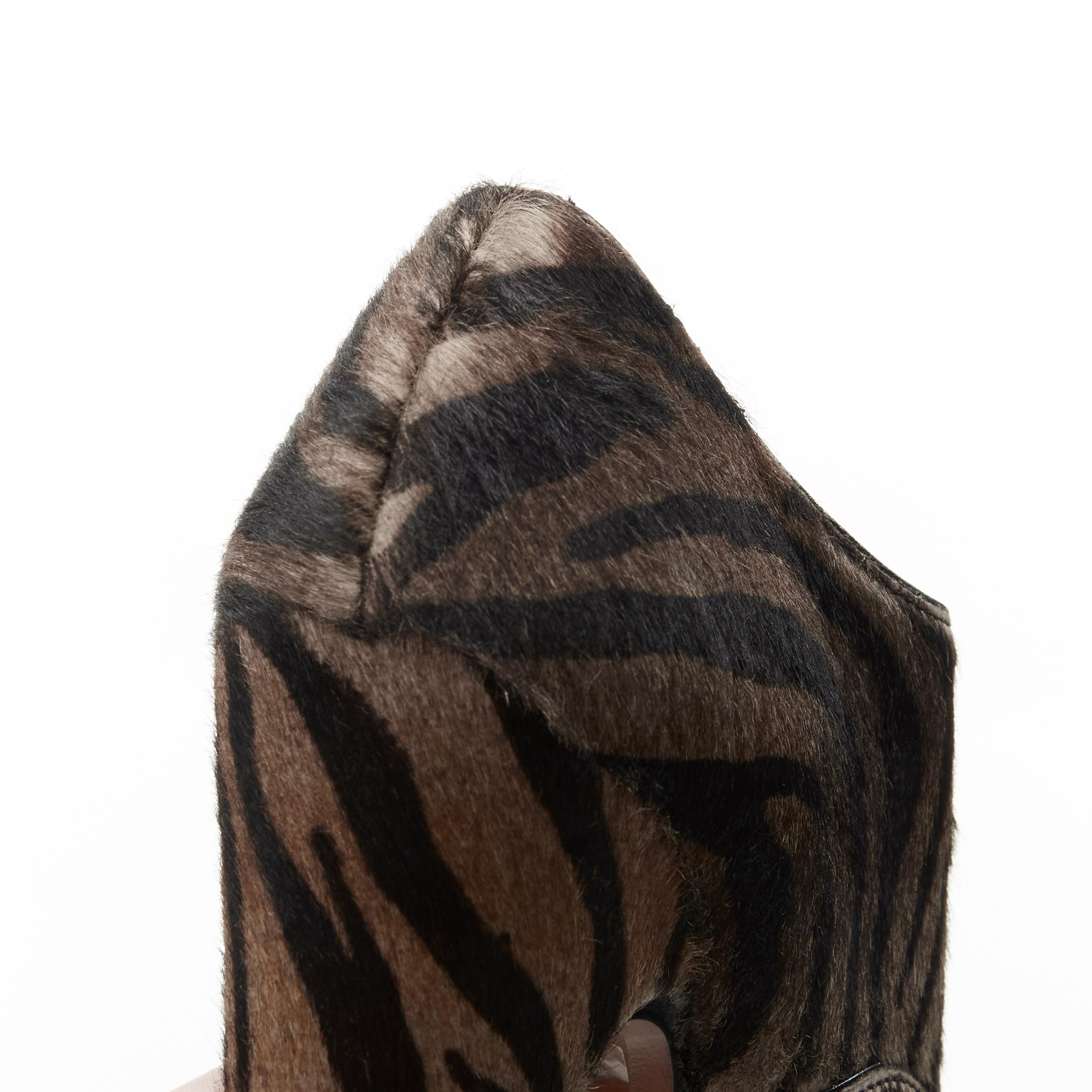 ALAIA brown black zebra stripe fur leather truck sole ankle bootie EU36.5 For Sale 1