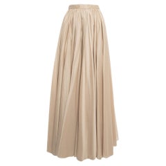 Alaia Brown Cotton Gathered Maxi Skirt S