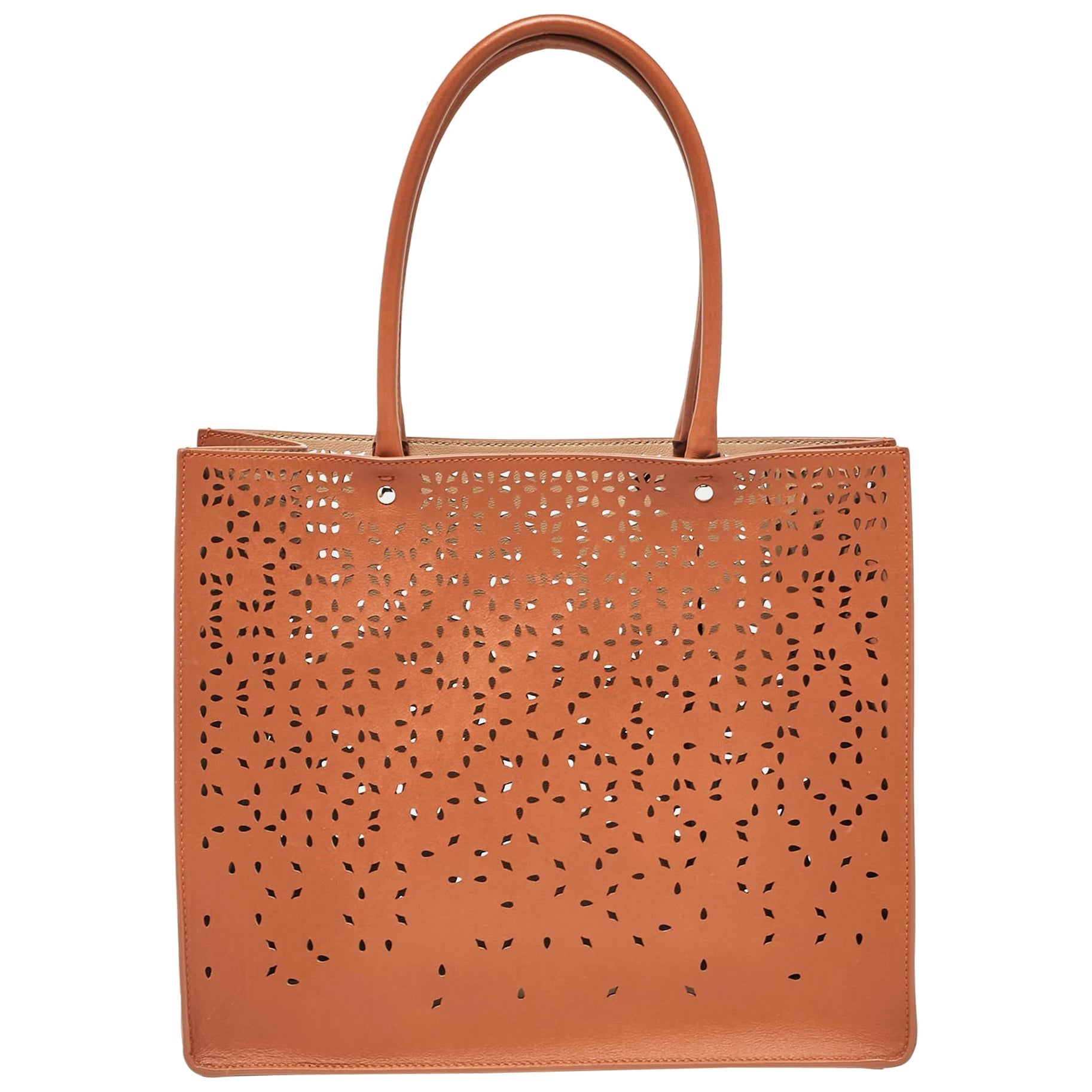 Alaia Brown Leather Mina Tote
