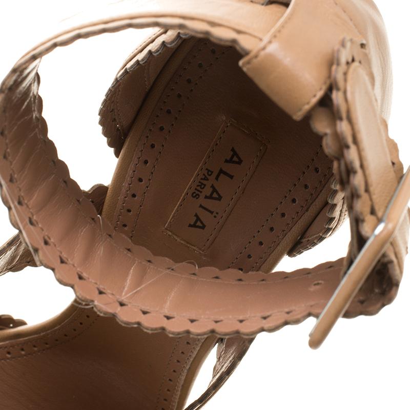 Alaia Brown Leather Platform Sandals Size 39.5 3