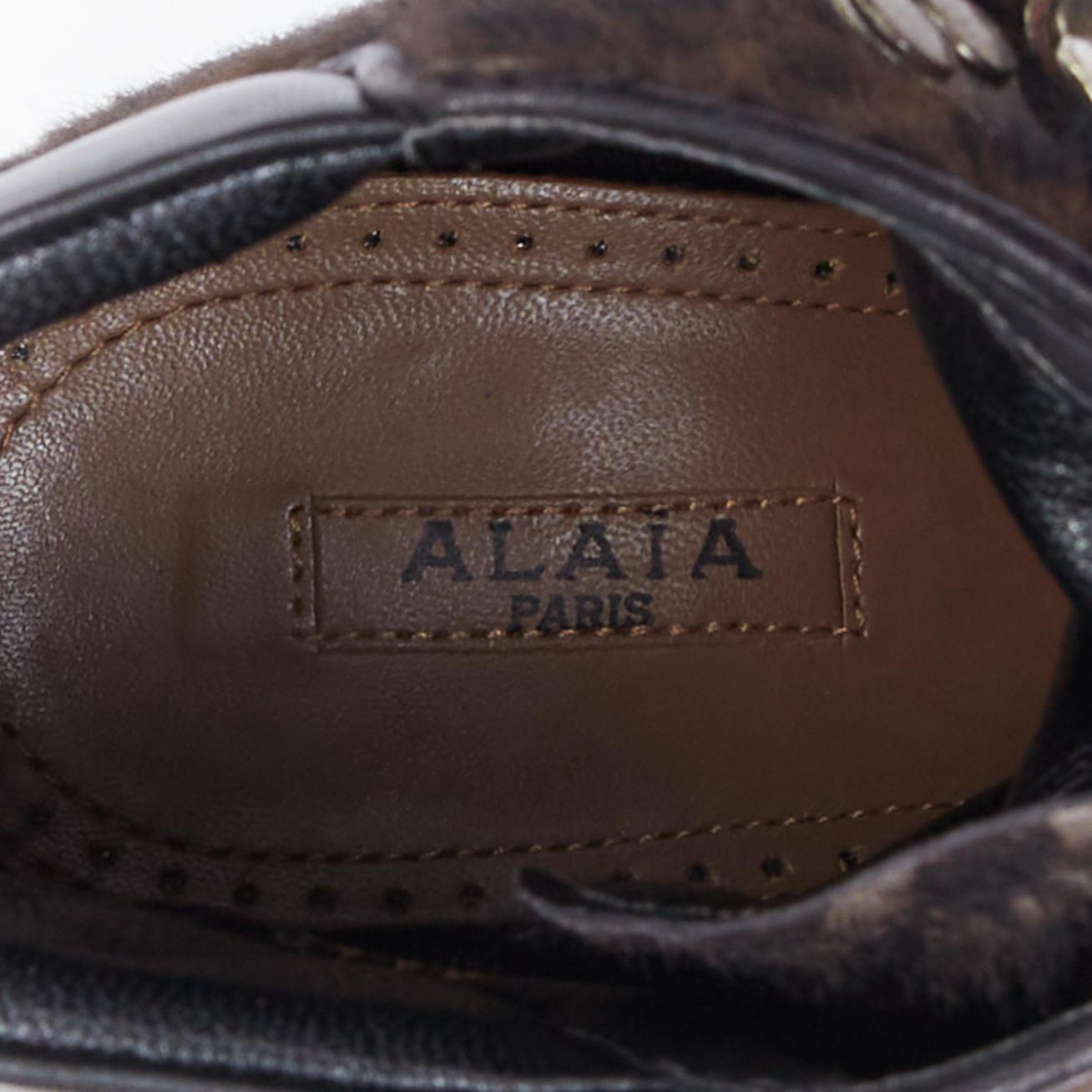 ALAIA brown leopard calf hair lug sole platform booties EU37 5