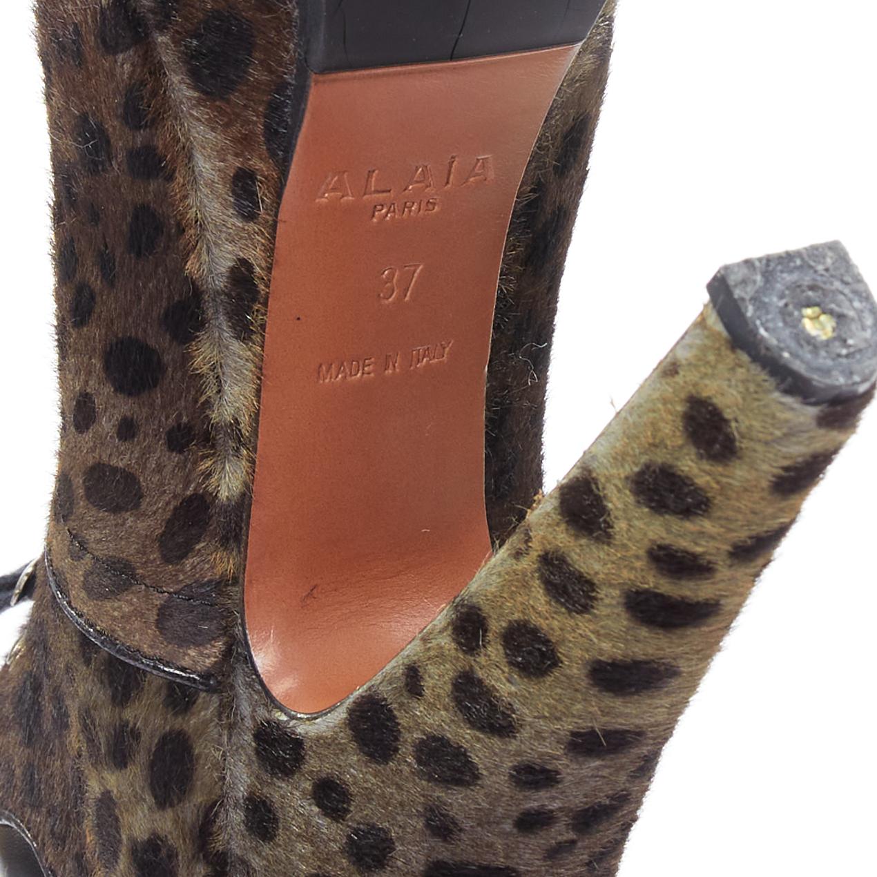 ALAIA brown leopard calf hair lug sole platform booties EU37 6