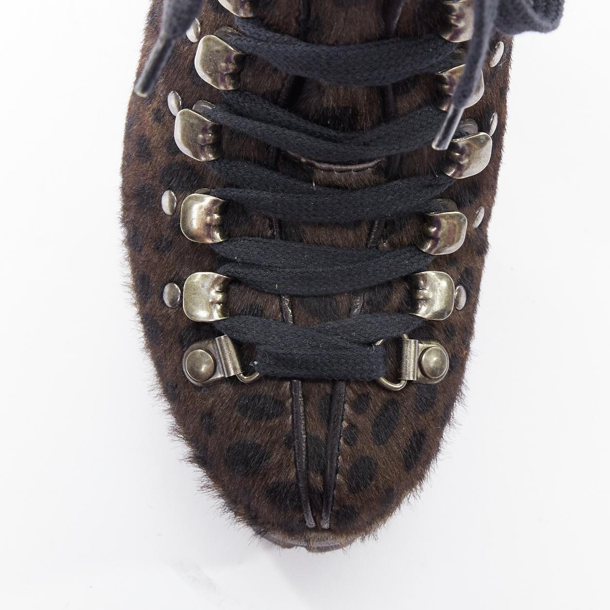 ALAIA brown leopard calf hair lug sole platform booties EU37 1