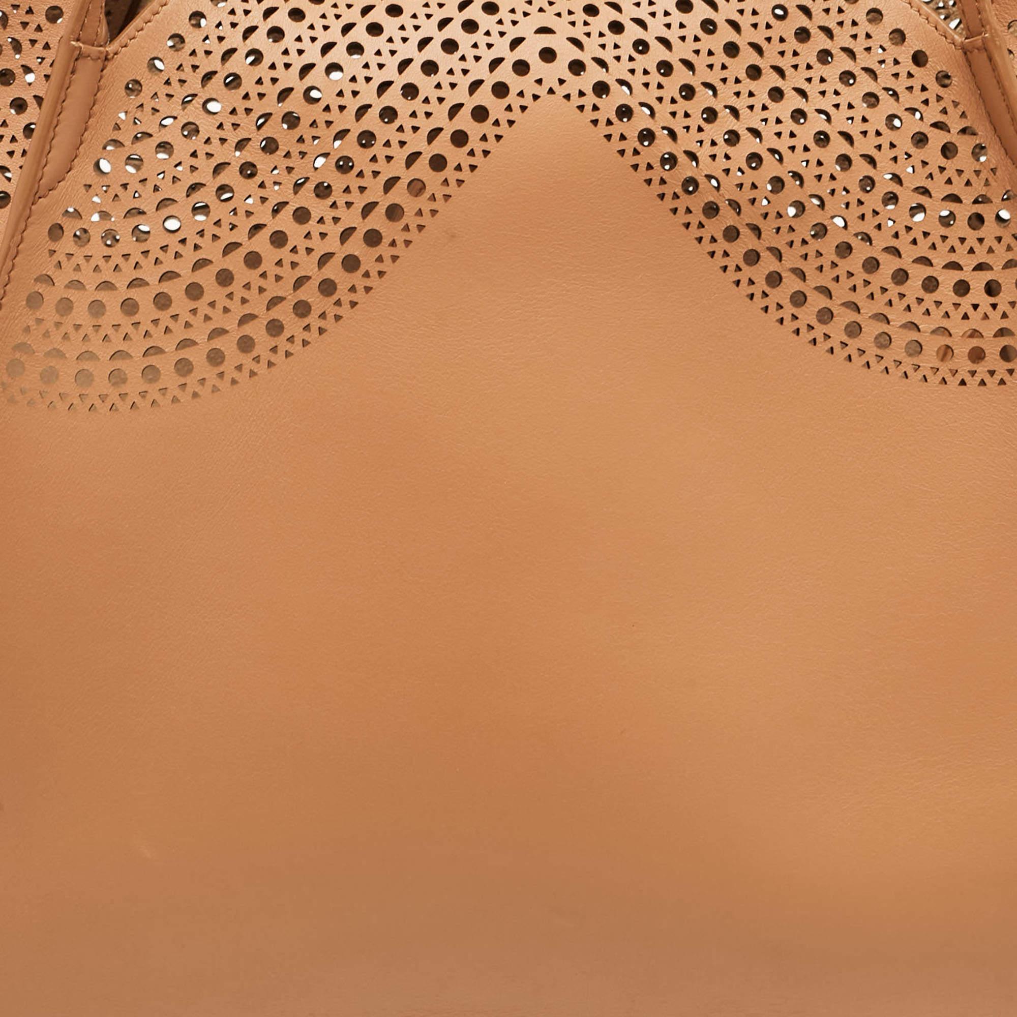 Alaia Brown Vienne Laser Cut Leather Large Lili Tote 1