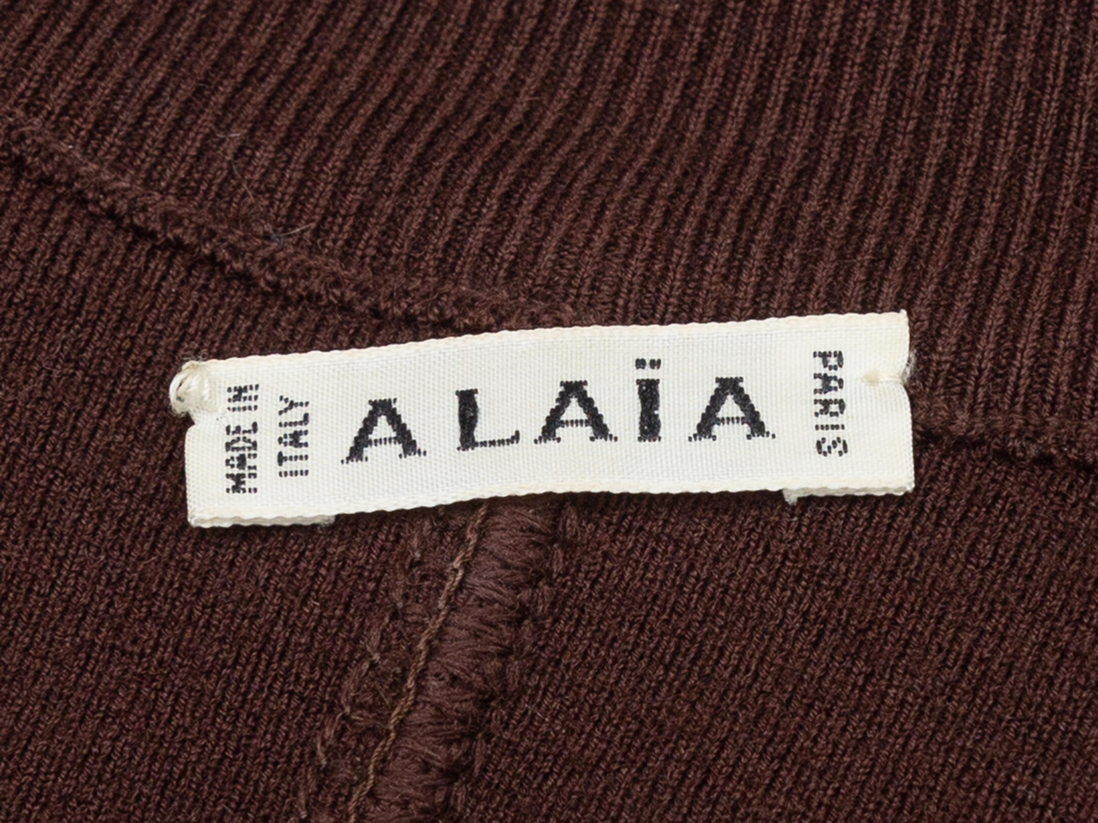 Alaia Brown Wool Knit Mini Dress In Good Condition In New York, NY