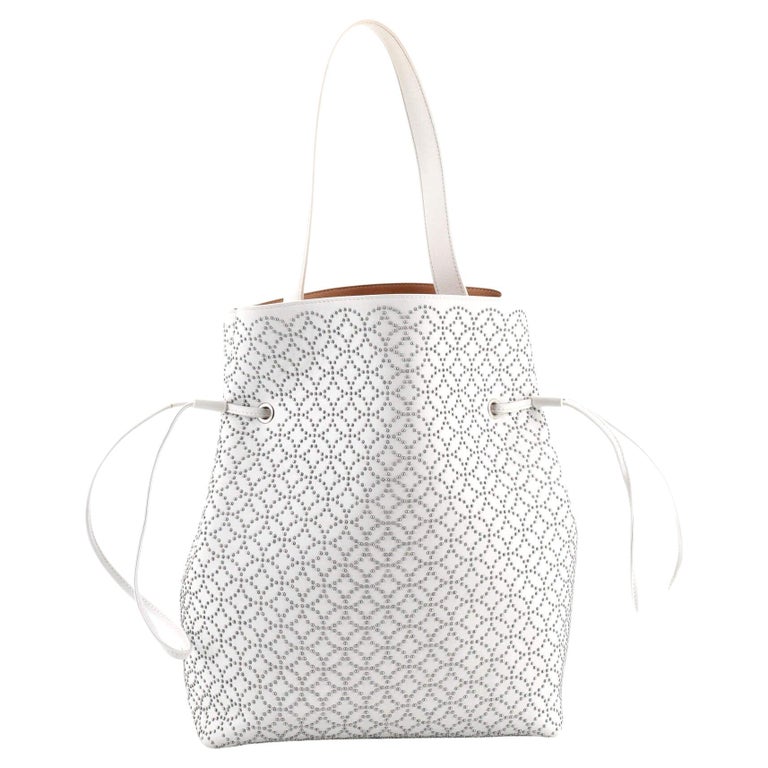 Alaia Bucket Tote Grommet Embellished Leather For Sale at 1stDibs