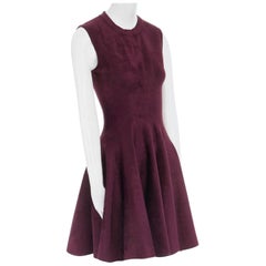 ALAIA burgundy chenille fit & flared skirt cocktail dress IT40 US8 M