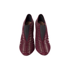 ALAIA burgundy suede STUDDED Ankle Boots Shoes 39
