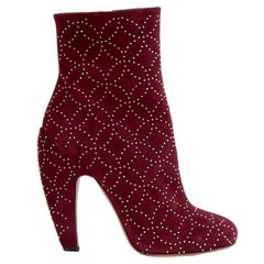 ALAIA burgundy suede STUDDED Boots Shoes 40.5