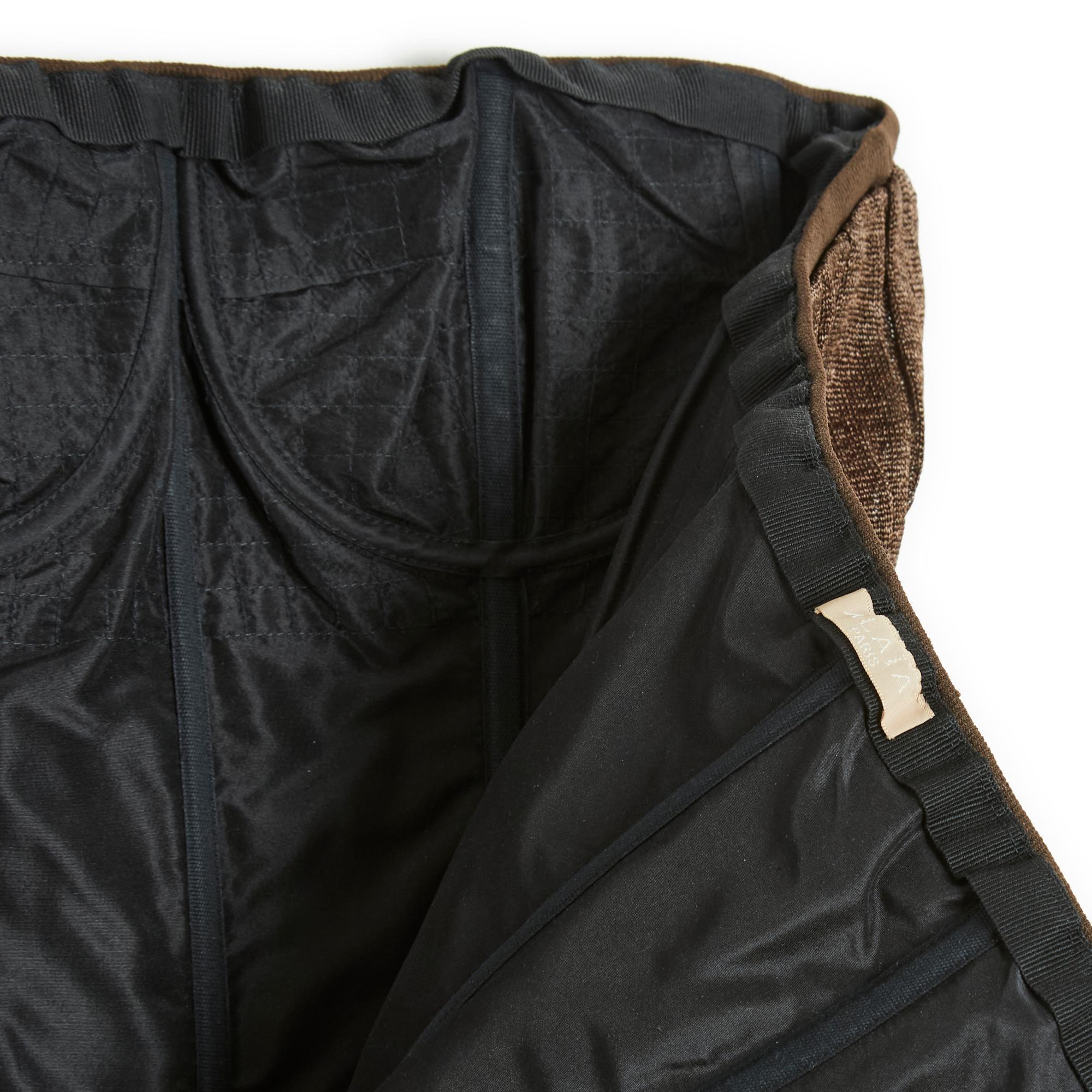 Alaia Bustier Dress Brown Viscose Skater FR36 1