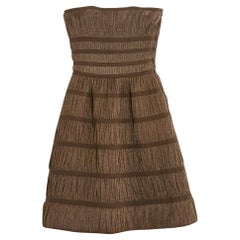 Alaia Bustier Dress Brown Viscose Skater FR36