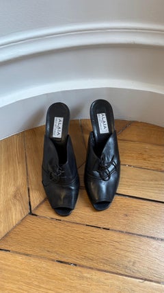 Alaïa by Diego Dellavalle Black Heeled Mules Size 40- 1980s runway piece
