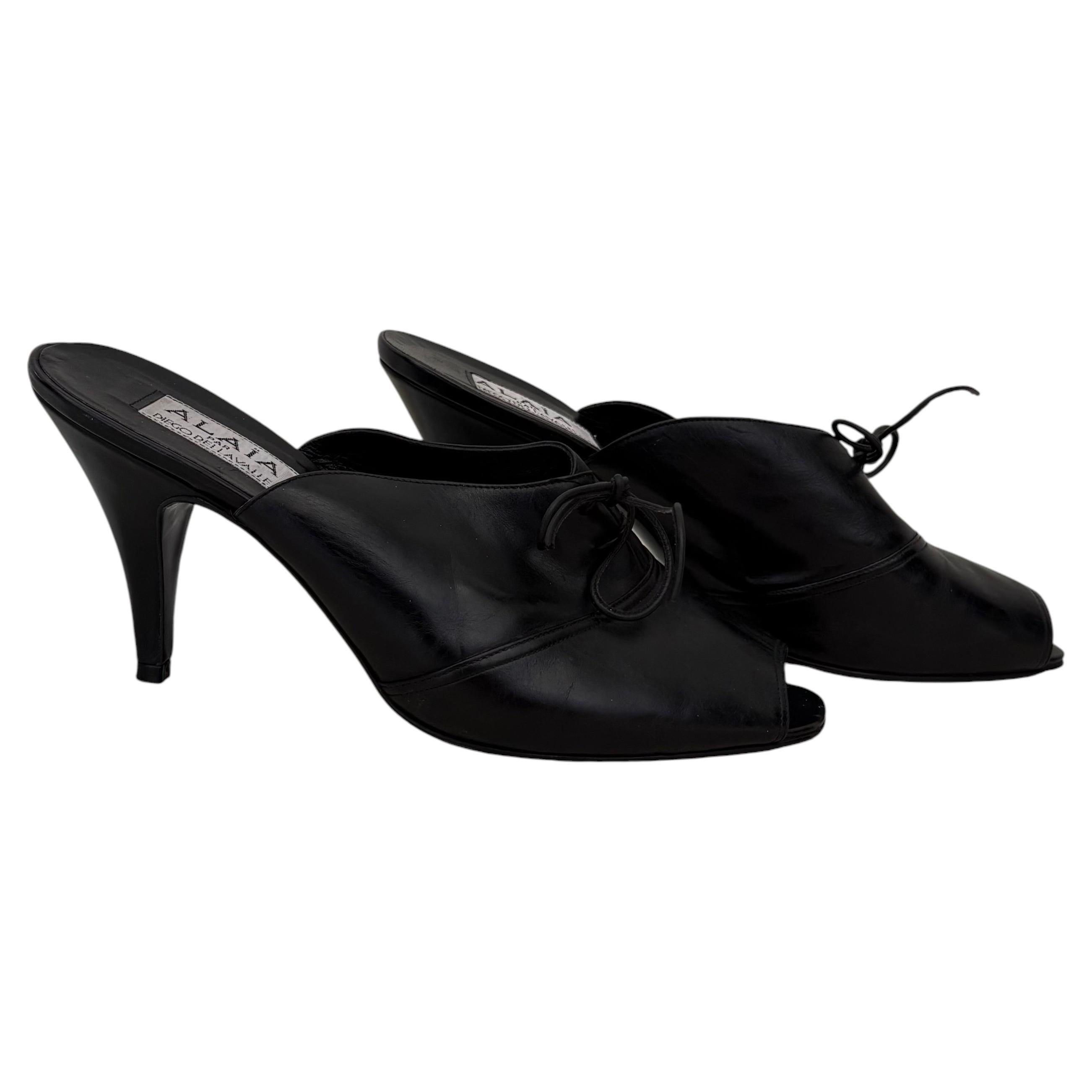 Pre-owned Alaïa By Diego Dellavalle Black Heeled Mules Size 40- 1980s Runway Piece