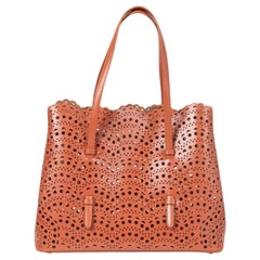 ALAIA Caramel Rose leather MINA 32 LASER CUT Tote Bag