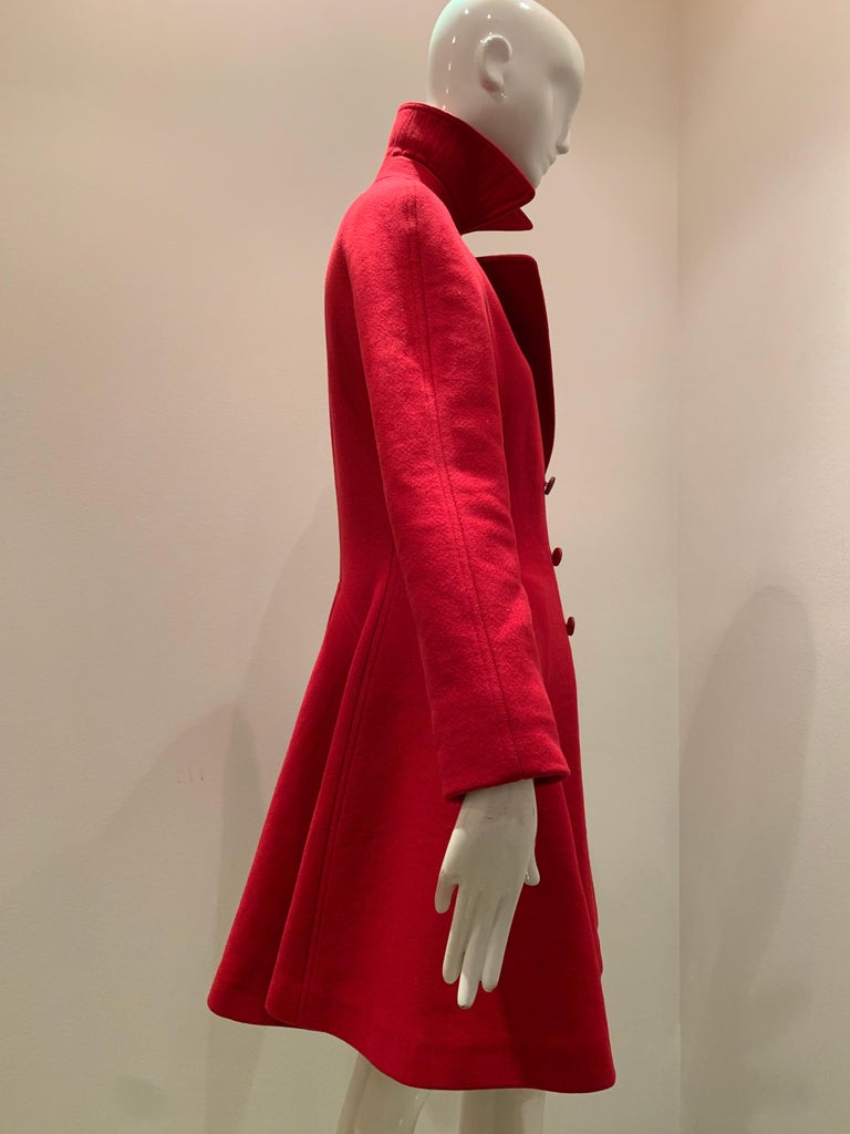 red coat flared skirt wool coat