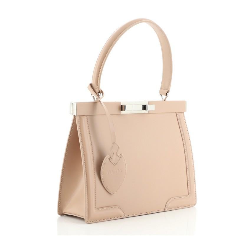 Beige Alaia Cecile Convertible Satchel Leather Small