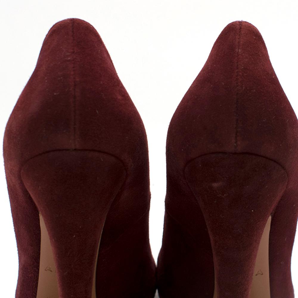 alaia burgundy black suede platform pumps