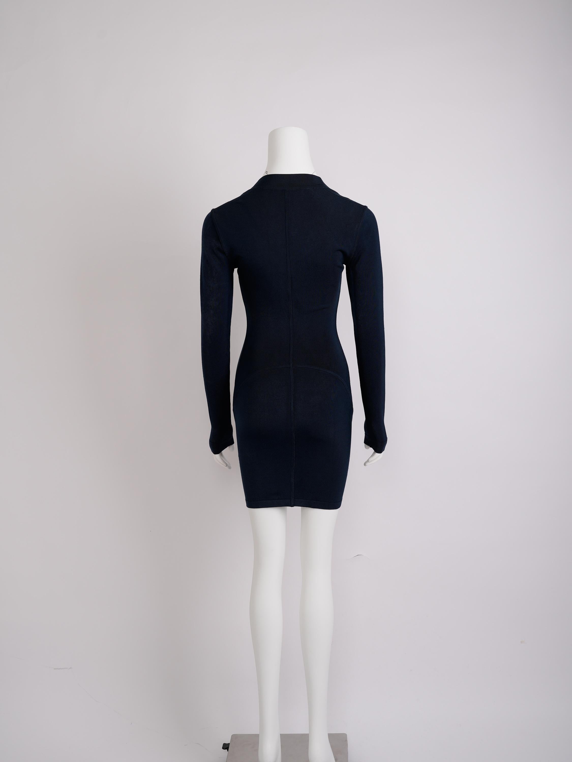 Alaïa CIRCA 1990er Jahre Marineblaues Bodycon-Kleid aus Rayon Damen im Angebot