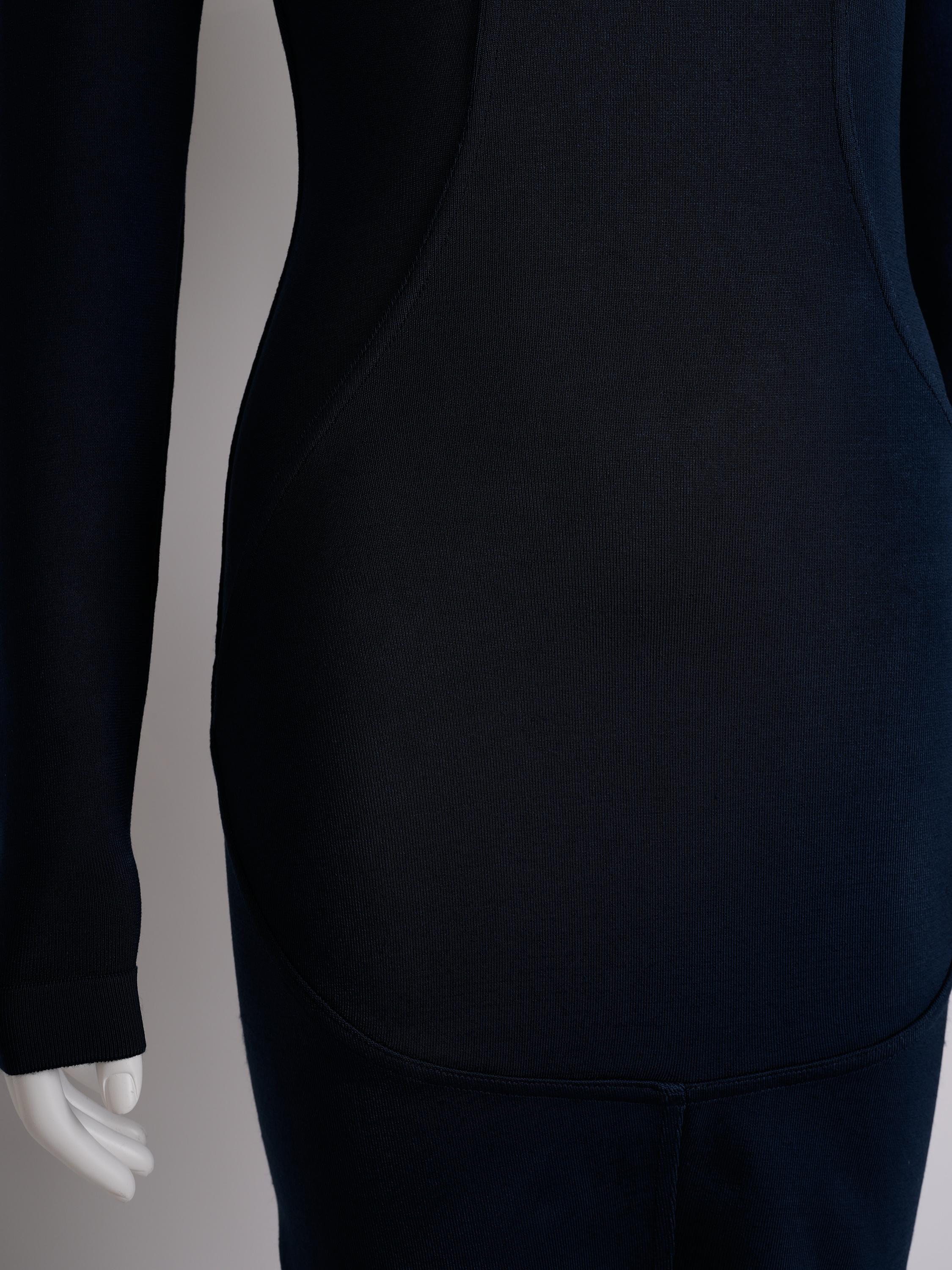 Alaïa CIRCA 1990er Jahre Marineblaues Bodycon-Kleid aus Rayon im Angebot 2