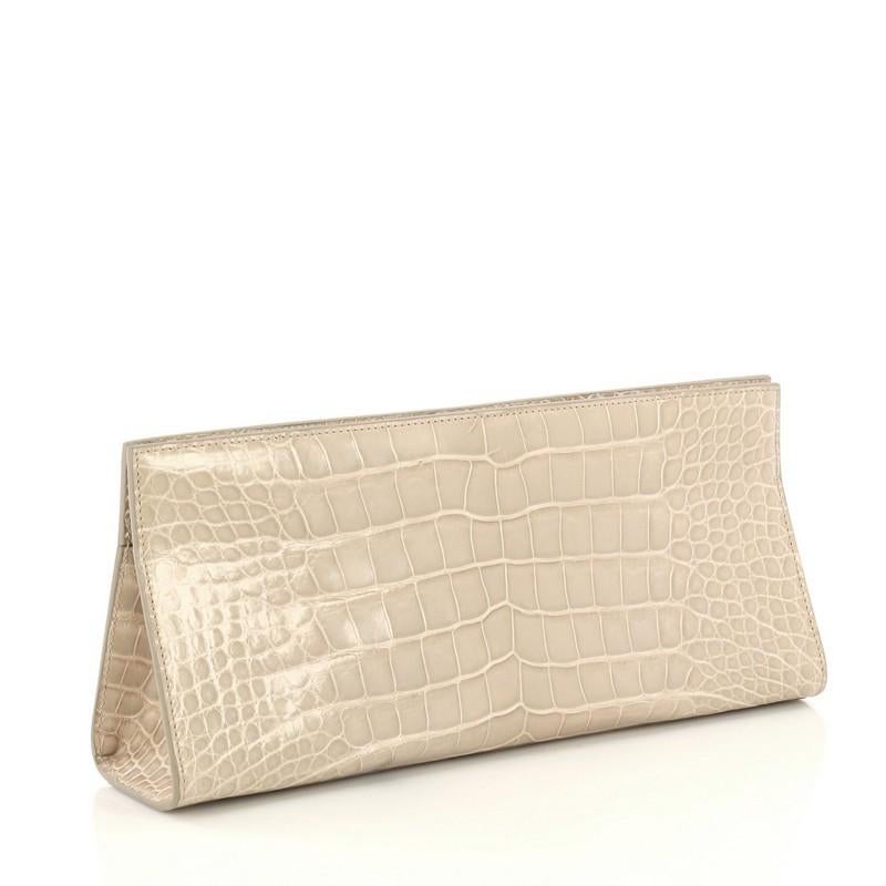 Beige Alaia Clutch Crocodile Long