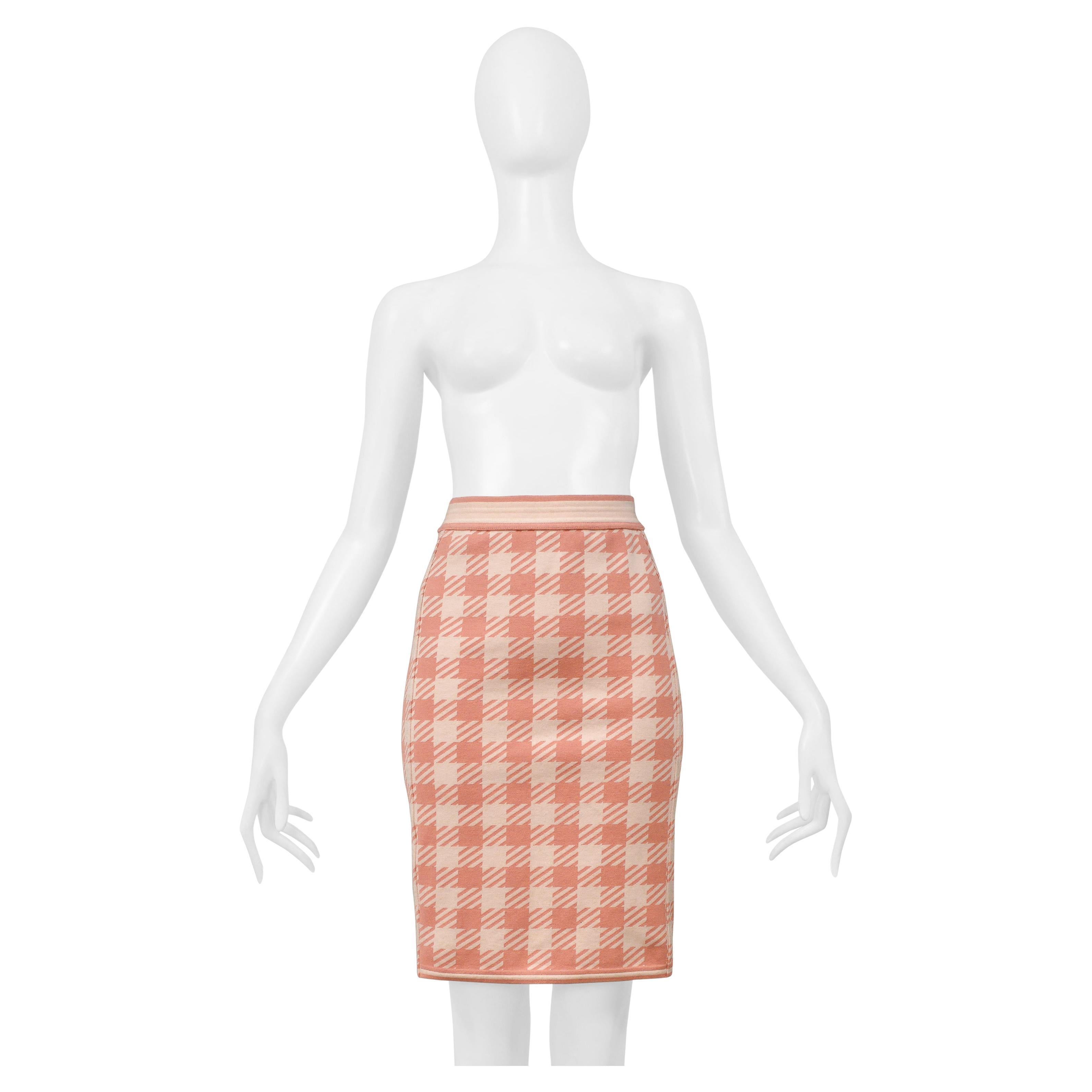 Alaia Falda estampada coral y rosa "Tati" 1991