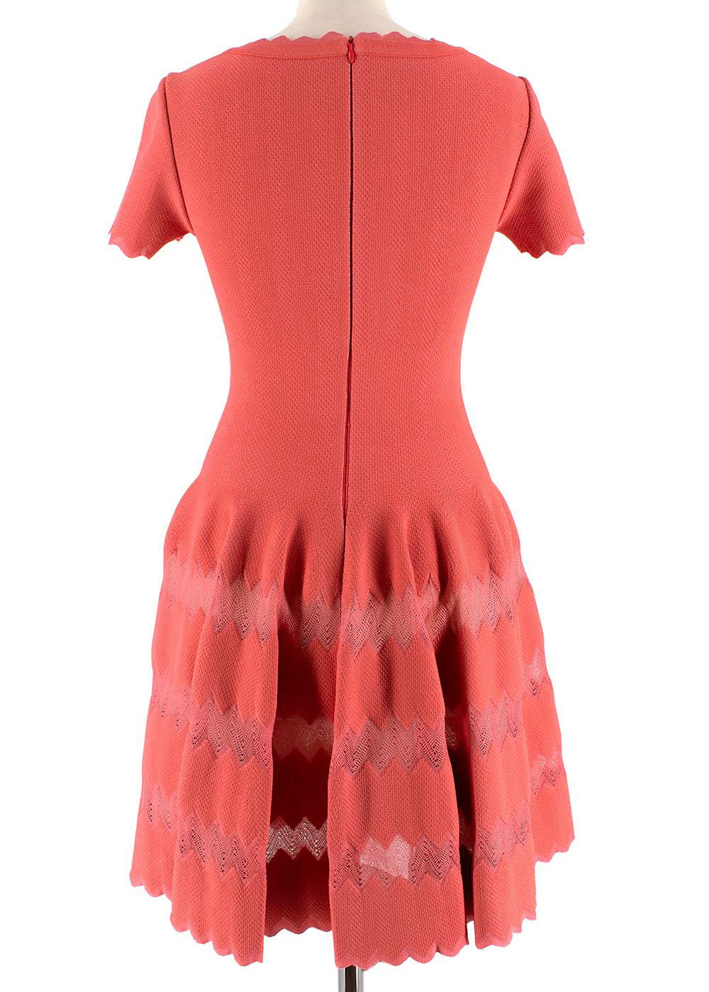 Red Alaia Coral Embroidered Knit Fit & Flare Mini Dress - Size US 6