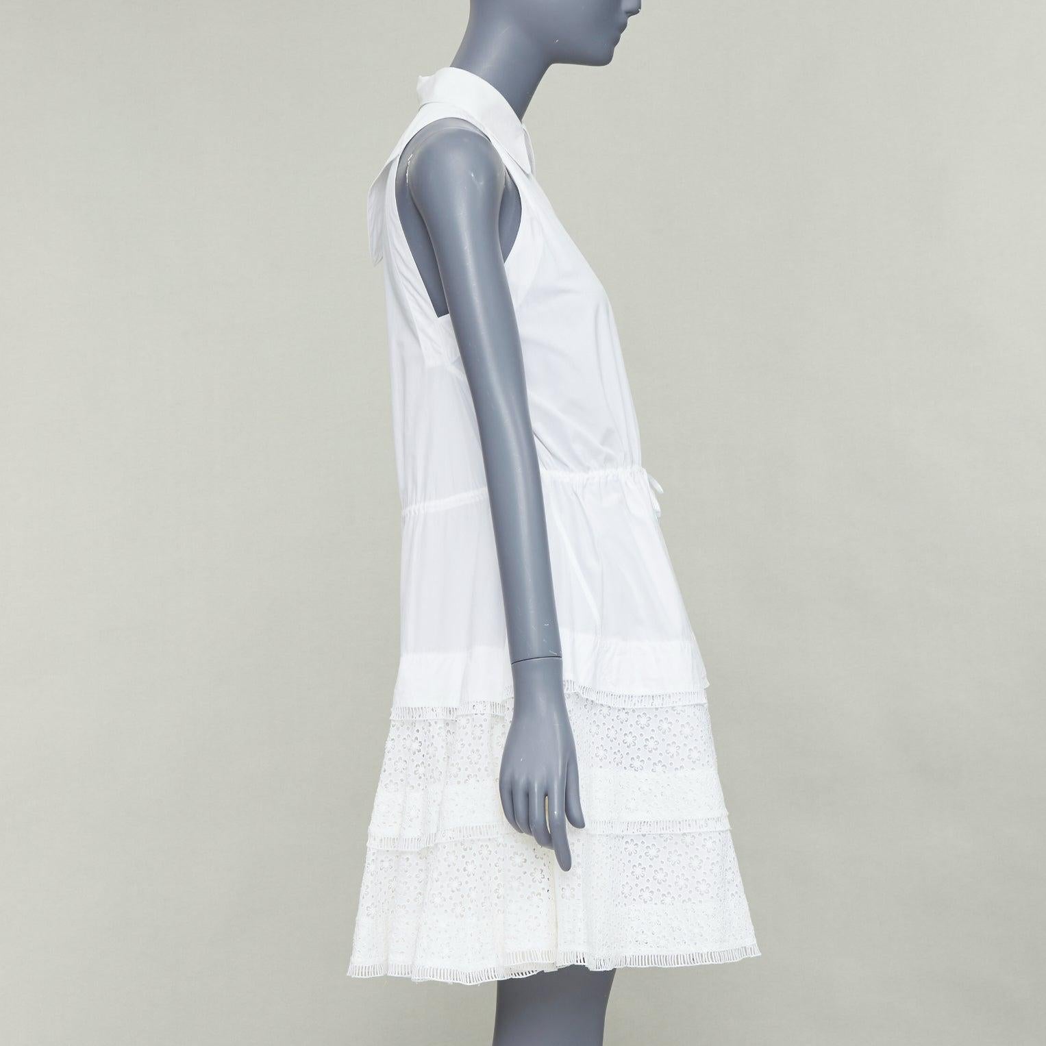 ALAIA vestido camisero de algodón con cordón de ajuste y cintura ceñida FR36 S en Bueno Estado en Hong Kong, NT