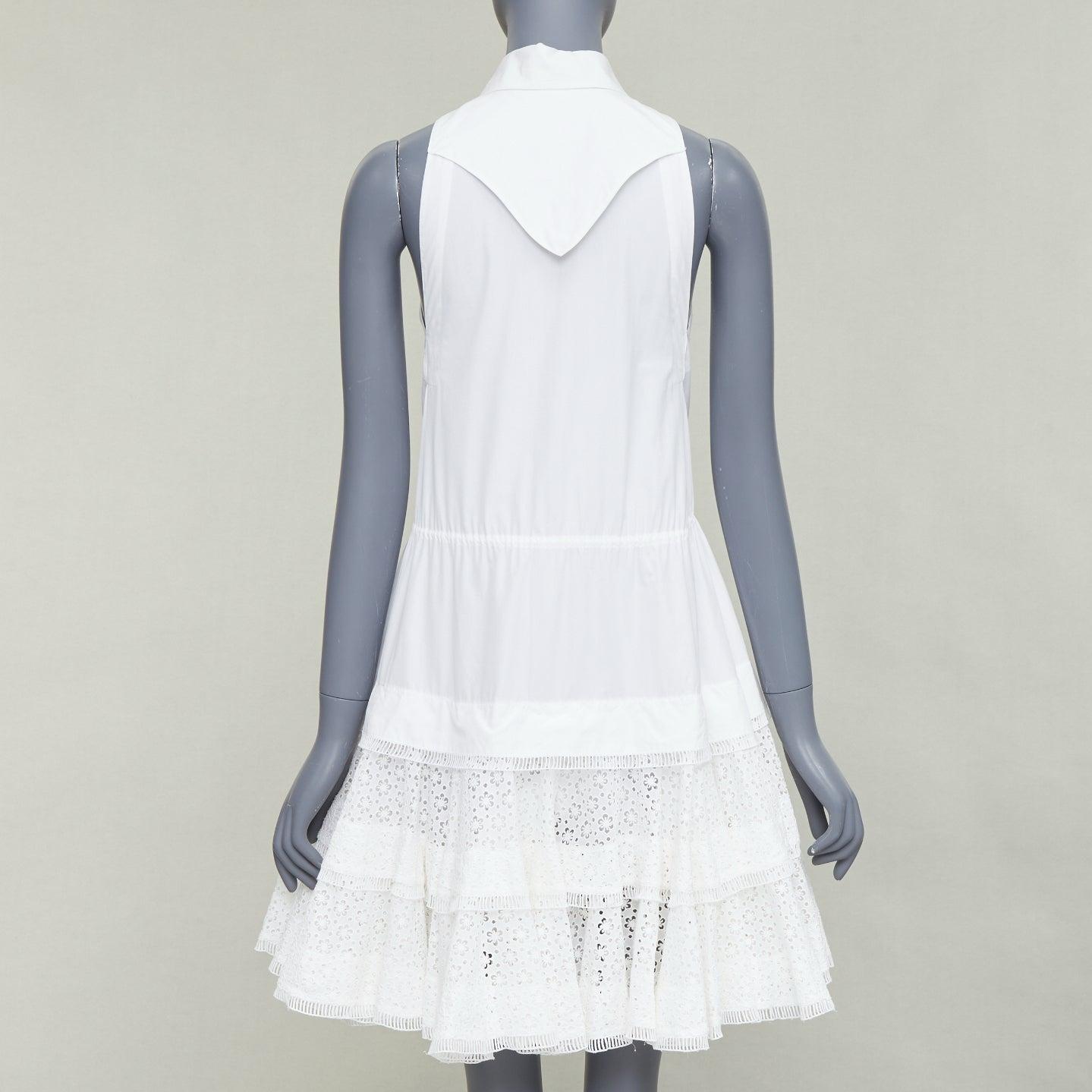 De las mujeres ALAIA vestido camisero de algodón con cordón de ajuste y cintura ceñida FR36 S