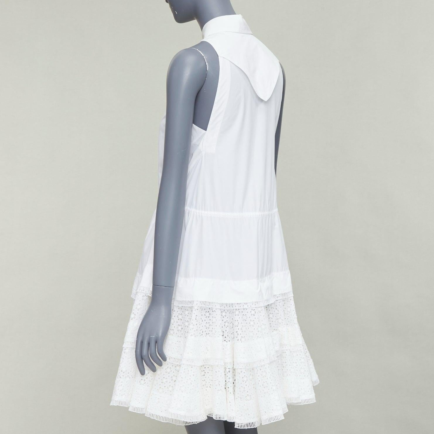 ALAIA vestido camisero de algodón con cordón de ajuste y cintura ceñida FR36 S 1