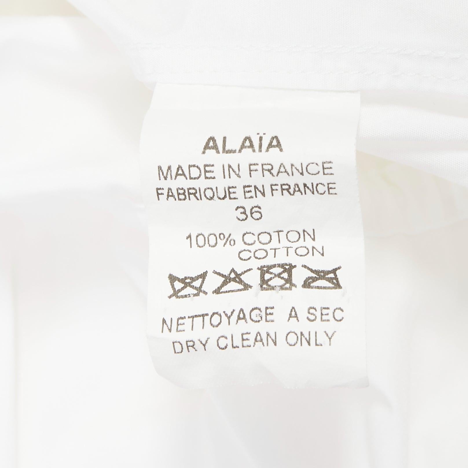 ALAIA vestido camisero de algodón con cordón de ajuste y cintura ceñida FR36 S 3