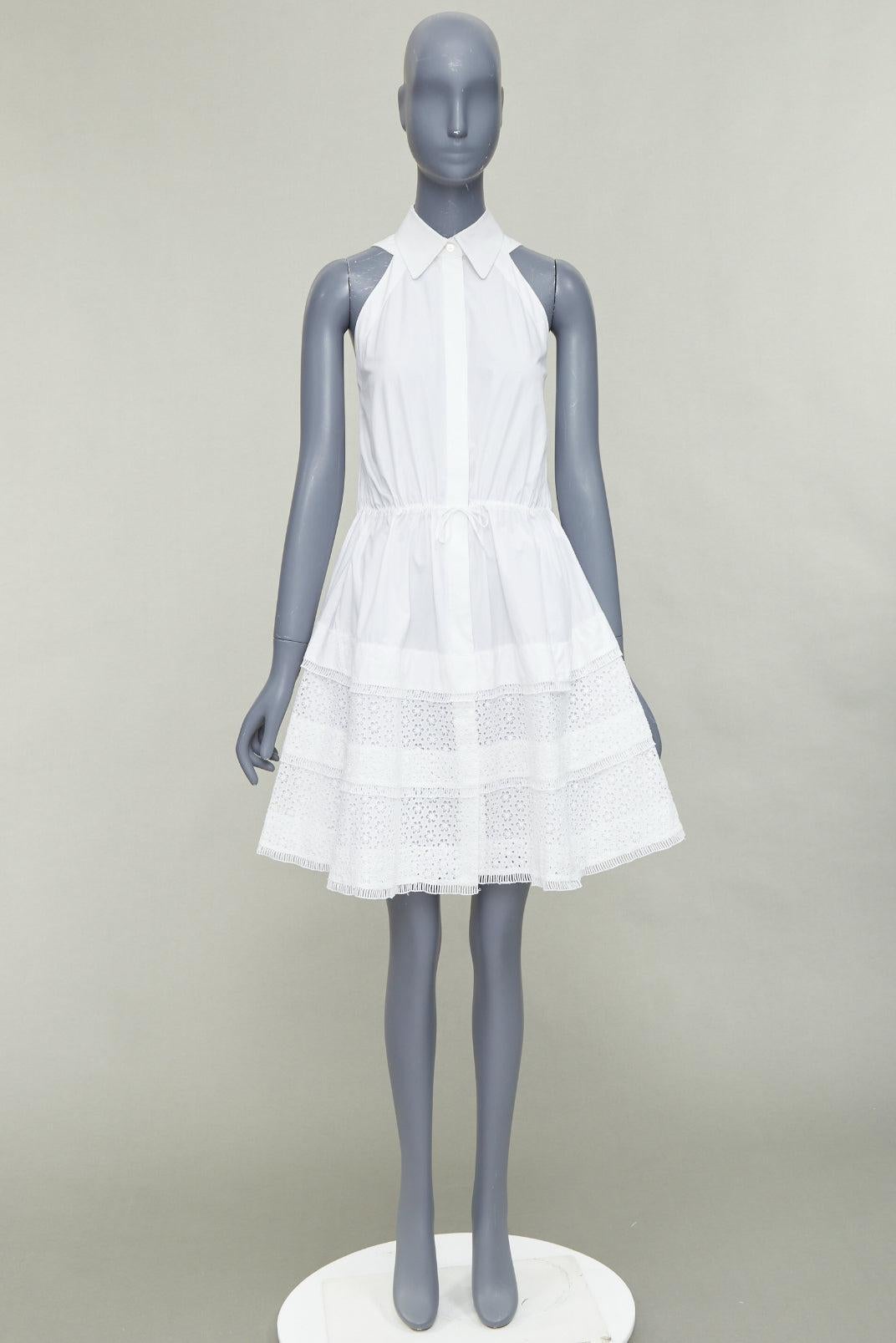 ALAIA vestido camisero de algodón con cordón de ajuste y cintura ceñida FR36 S 4