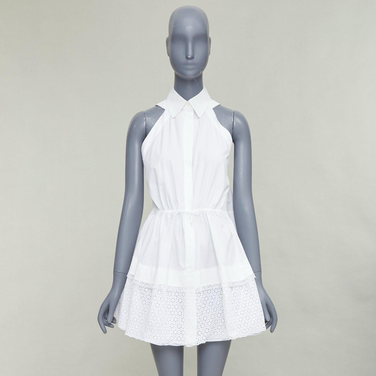 ALAIA vestido camisero de algodón con cordón de ajuste y cintura ceñida FR36 S en venta 4