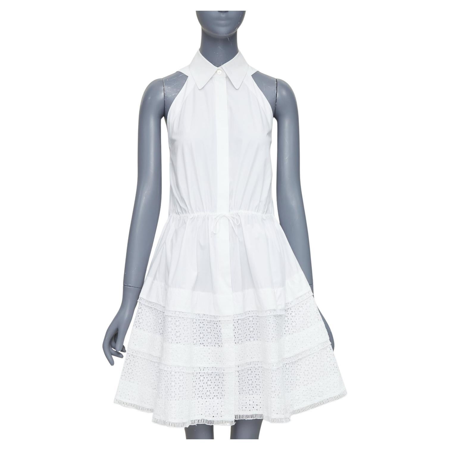 ALAIA vestido camisero de algodón con cordón de ajuste y cintura ceñida FR36 S