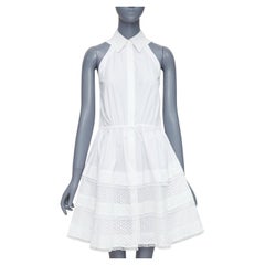 ALAIA vestido camisero de algodón con cordón de ajuste y cintura ceñida FR36 S