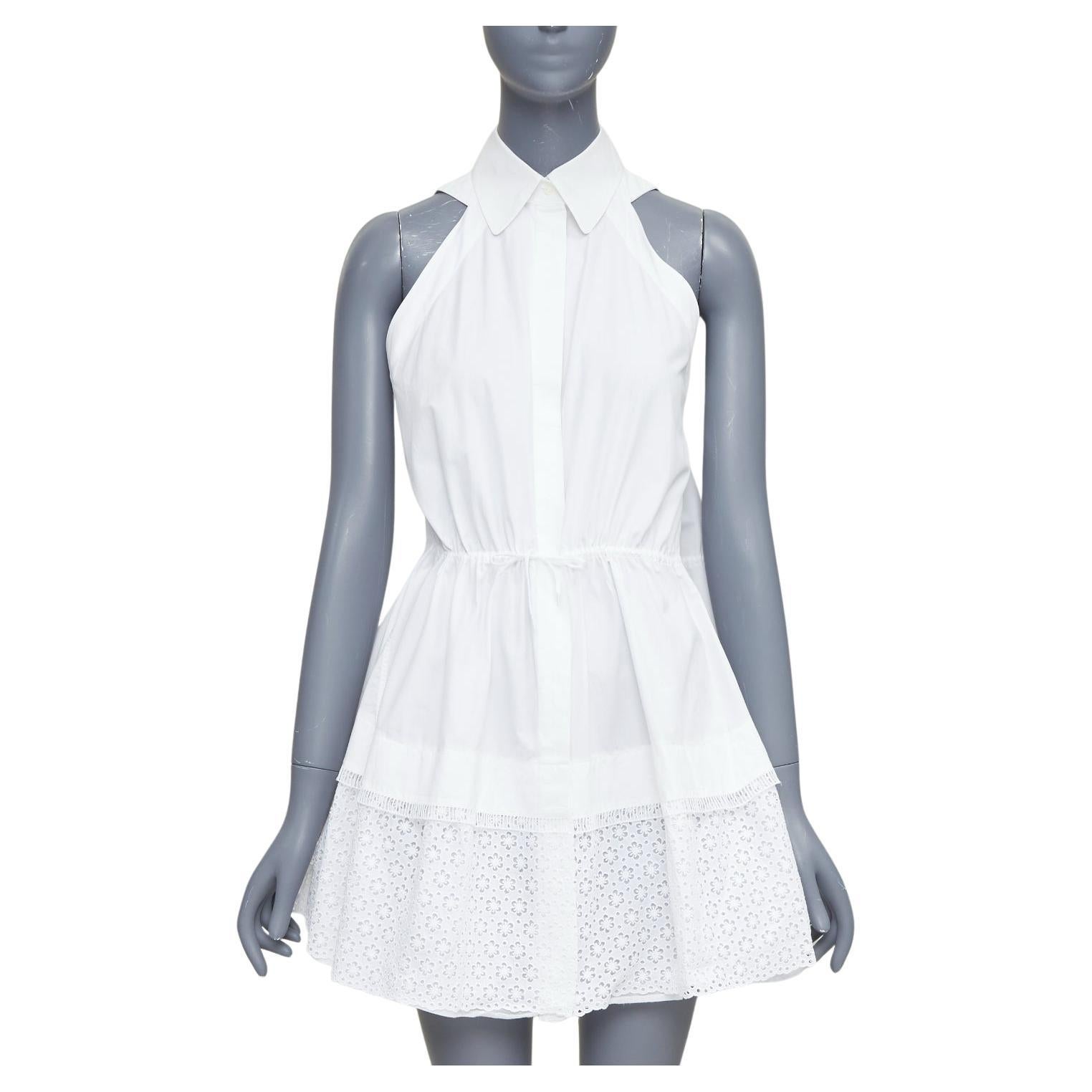 ALAIA vestido camisero de algodón con cordón de ajuste y cintura ceñida FR36 S