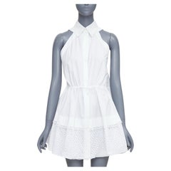 ALAIA vestido camisero de algodón con cordón de ajuste y cintura ceñida FR36 S