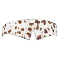 ALAIA cream brown animal print pony hair architectural waist corset belt 65cm