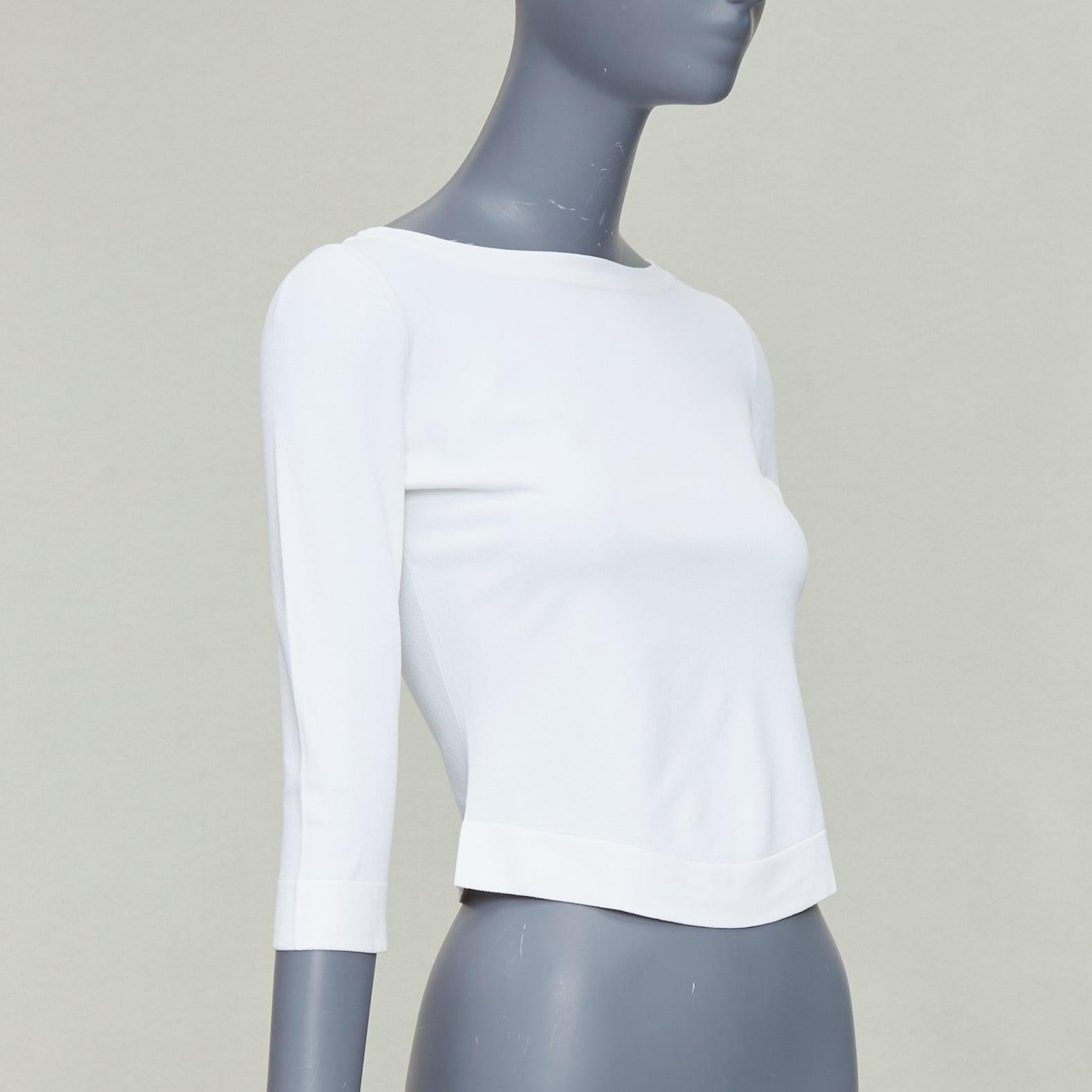ALAIA suéter crema con mangas recortadas y cuello barco Gris en venta