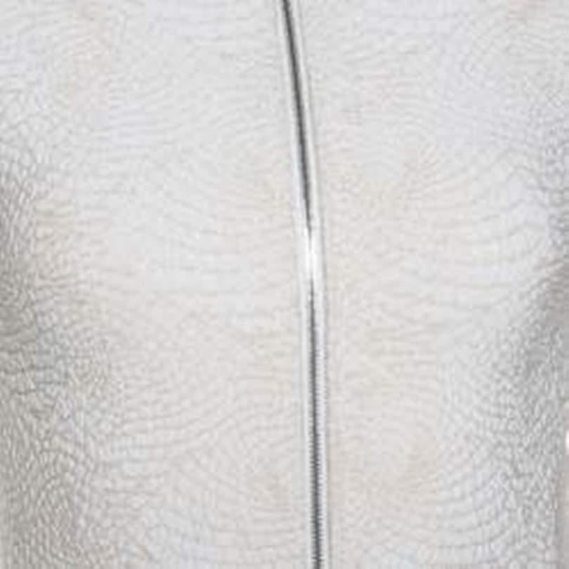 Alaia Cream Jacquard Lurex Knit Zip Front Cardigan S In New Condition In Dubai, Al Qouz 2