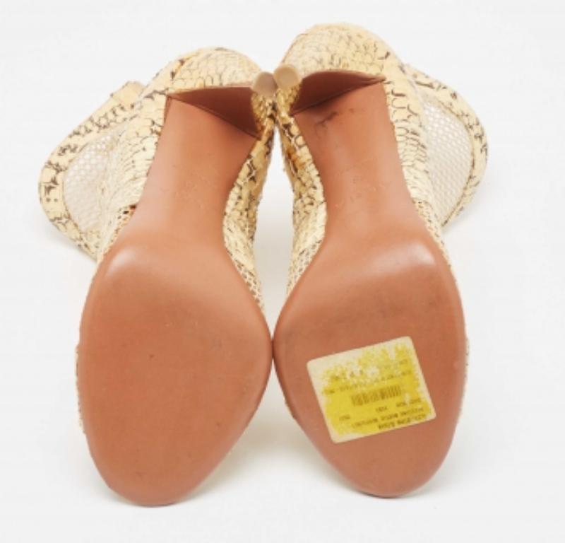 Alaia Cream Python and Mesh Zipper Booties Size 38 For Sale 1