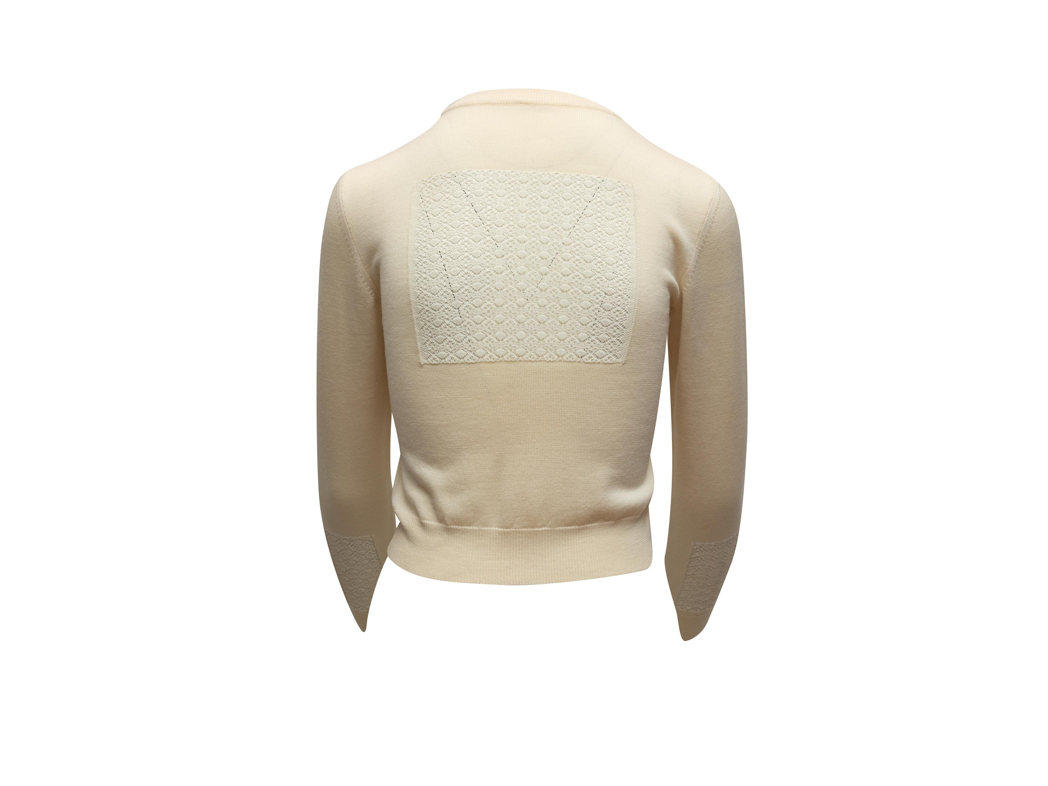 Women's Alaia Cream Virgin Wool Lace-Accented Sweater