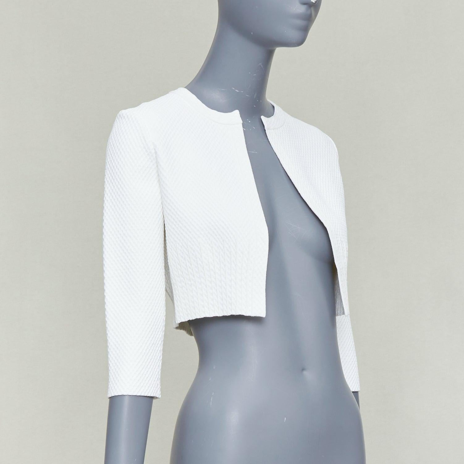 ALAIA Creme Viskosemischung texturierte Strickjacke FR36 S (Grau) im Angebot